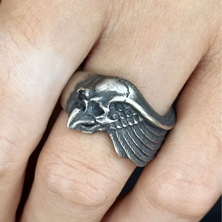 Vintage Eagle Skull Wing Adjustable Ring