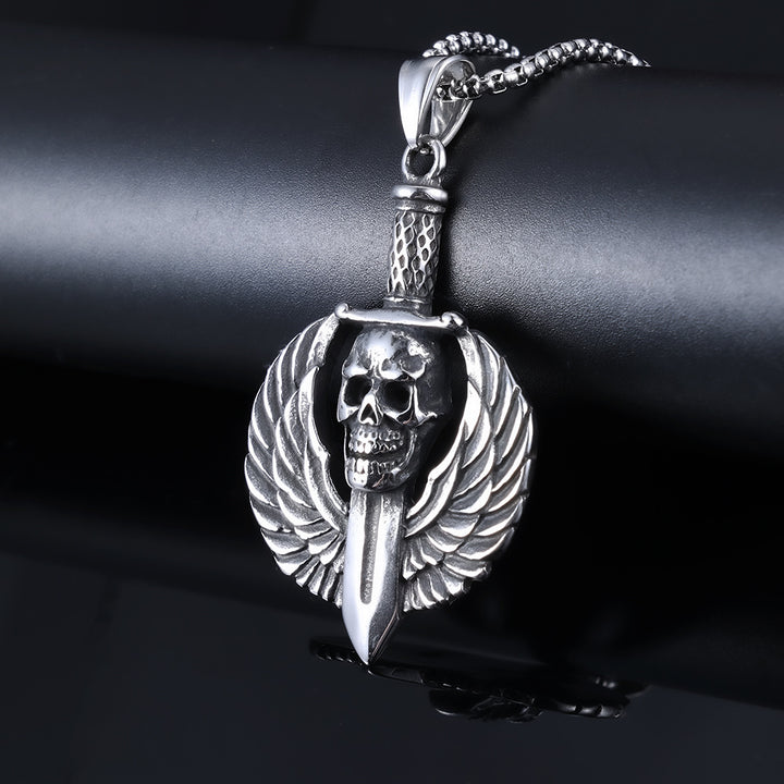 Skull Wings Sword Pendant Necklace