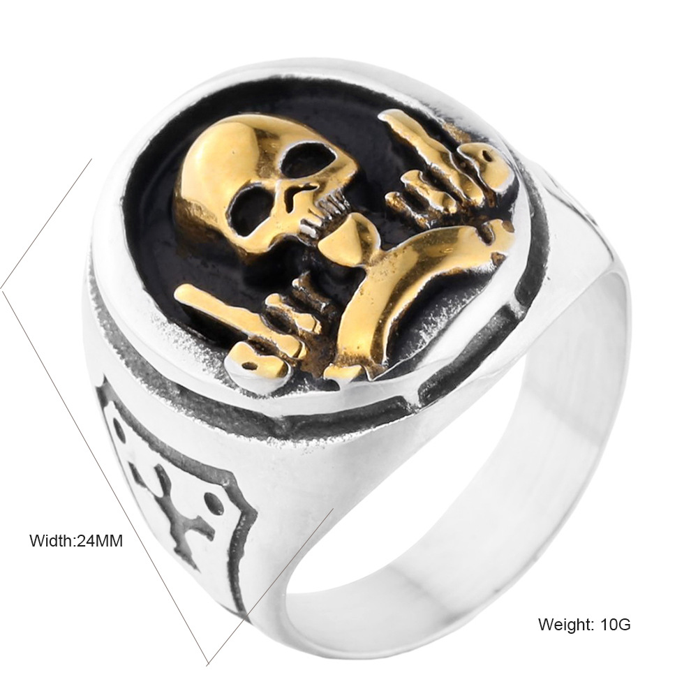 Punk Motorcycle Skull Cross Metal Ring