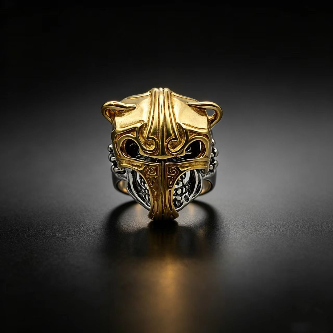 Gothic-Style Helmet Skull Ring