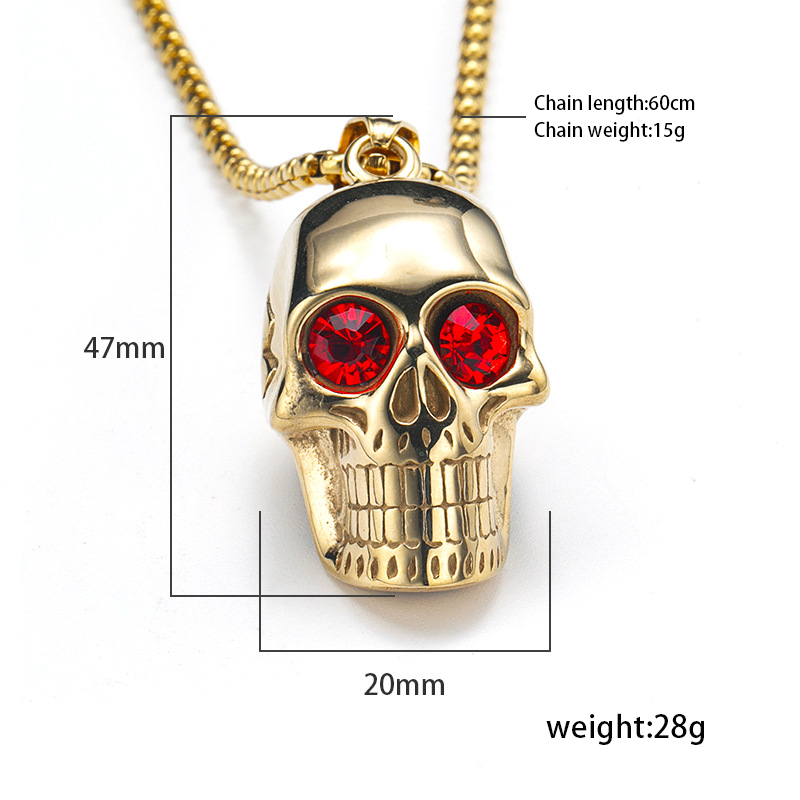 Gothic Gemstone Skull Pendant Necklace
