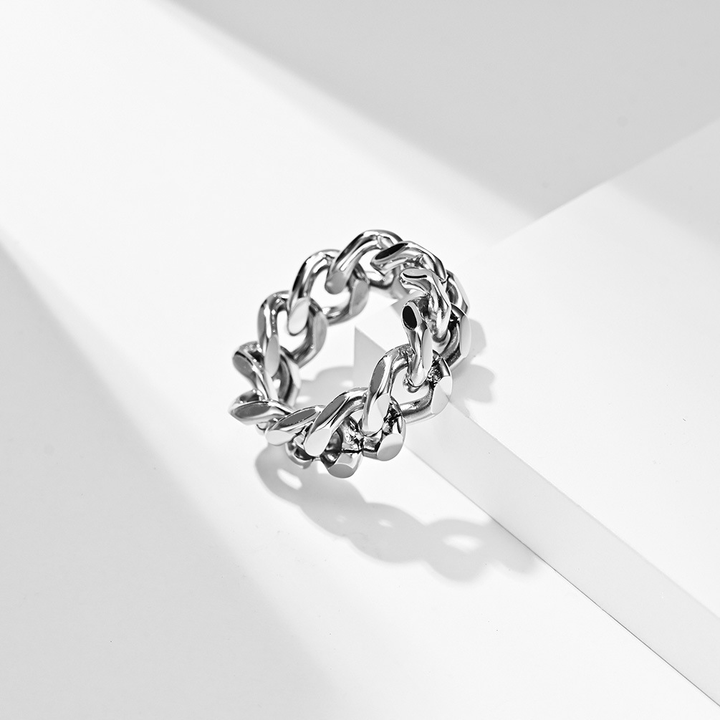 Bold Curb Chain Link Statement Band Ring