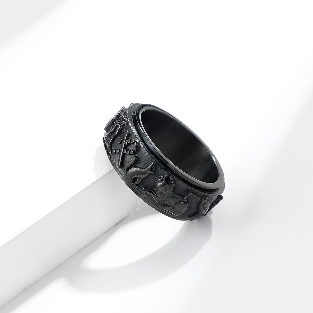Egyptian Hieroglyph Spinner Band Ring