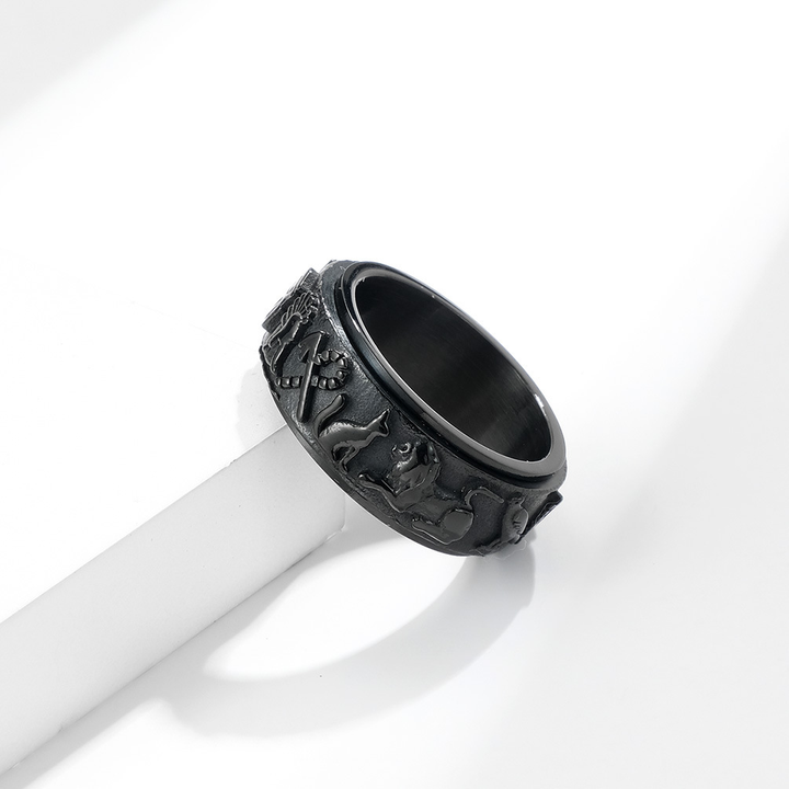 Egyptian Hieroglyph Spinner Band Ring