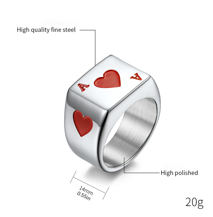 Playing Card Ace Symbol Fashion Statement Ring