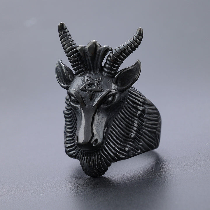Five-pointed star ram shape 925 silver ring