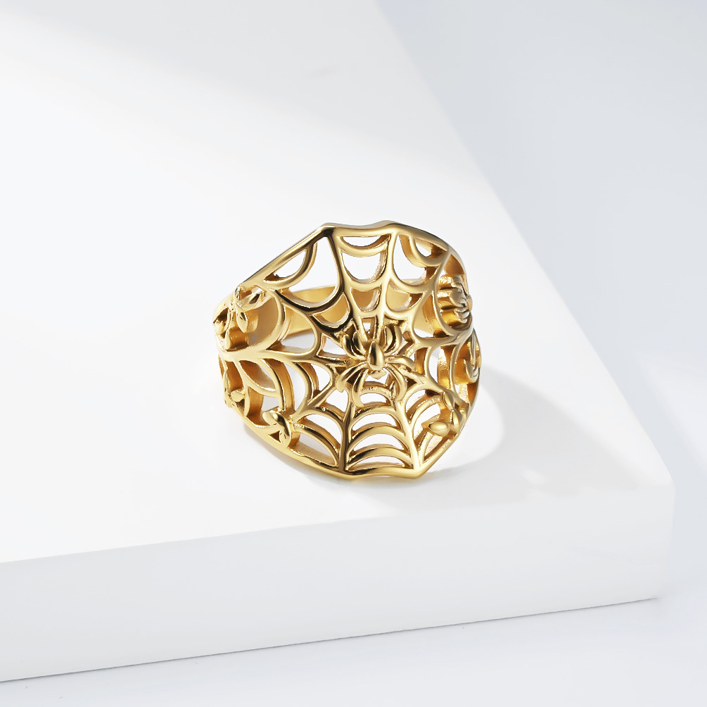 Hollow Spider Web Gothic Statement Ring