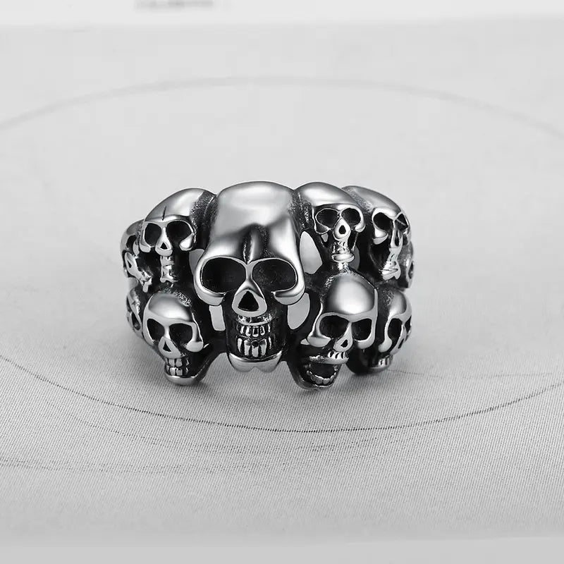 Sterling Silver Phantom Skull Biker Ring