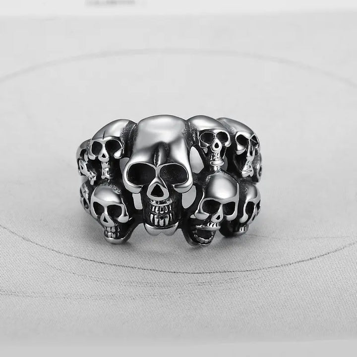 Sterling Silver Phantom Skull Biker Ring