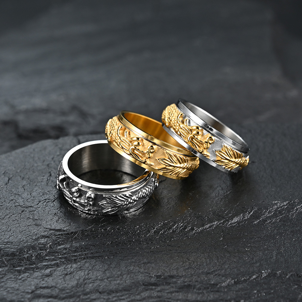 Vintage Embossed Dragon Band Finger Ring
