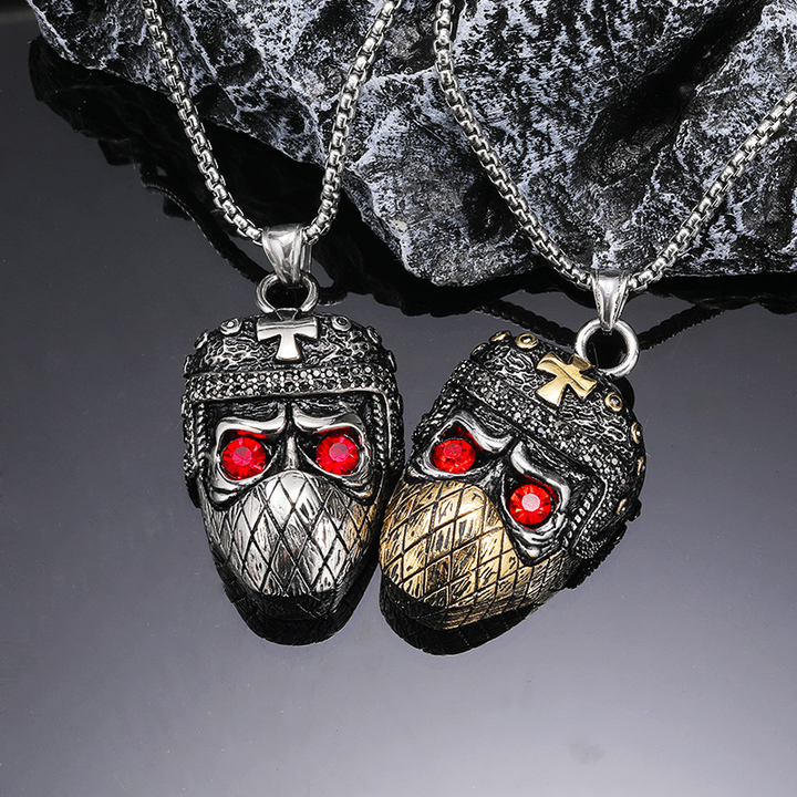 Knights Templar Skull Red Eye Pendant