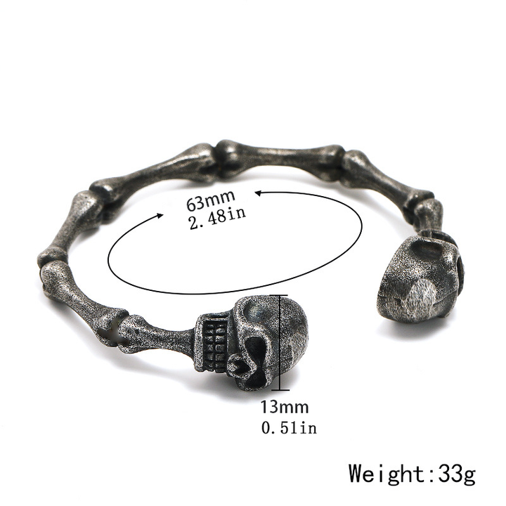 Mens Skeleton Skull Bangle Gothic Punk Open Cuff Bracelet Jewelry