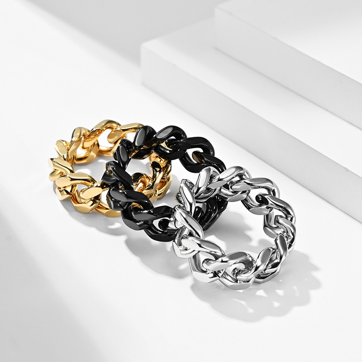 Bold Curb Chain Link Statement Band Ring