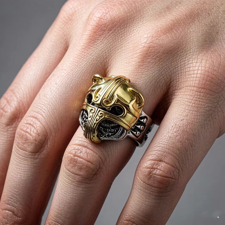 Gothic-Style Helmet Skull Ring