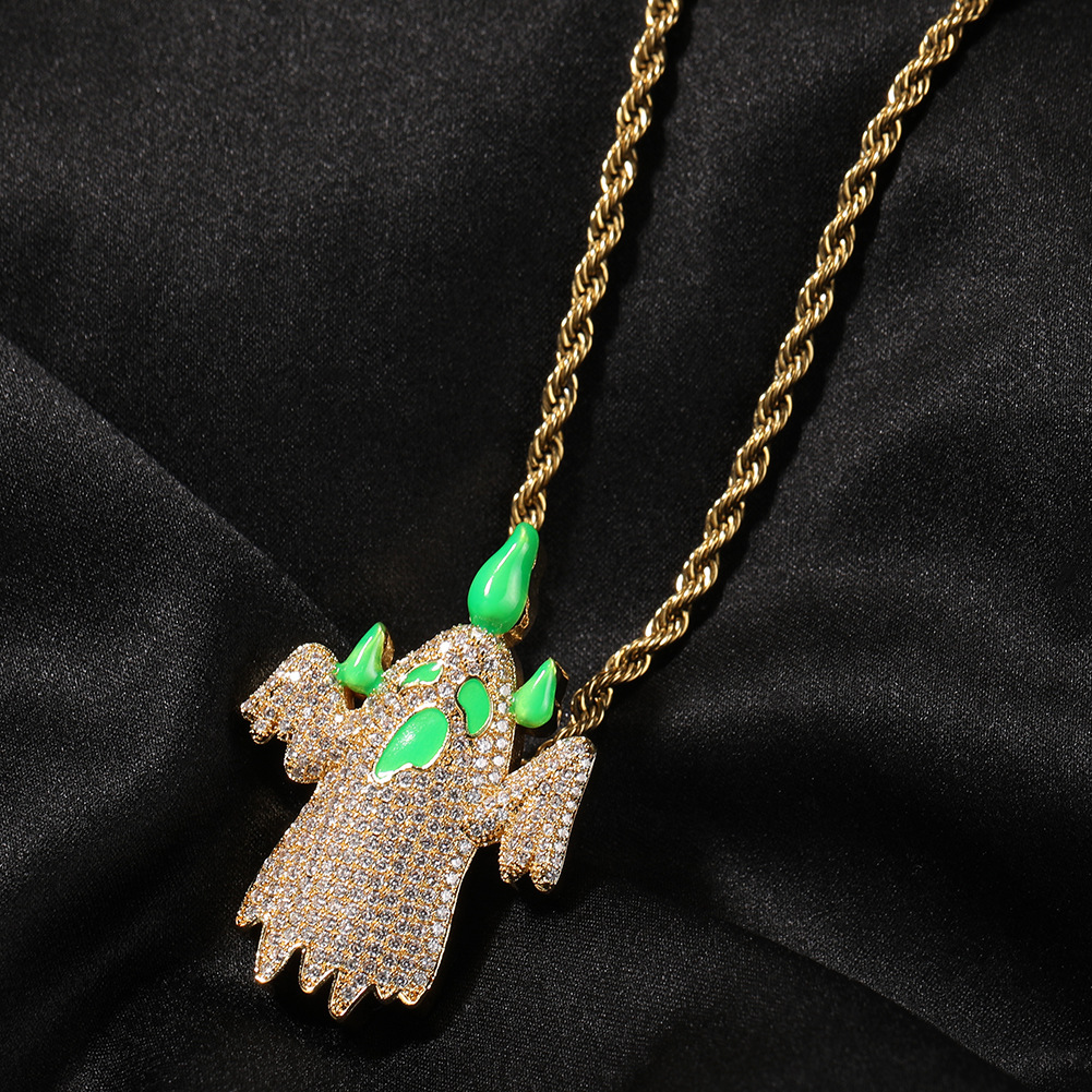 Gemstone ghost pendant necklace