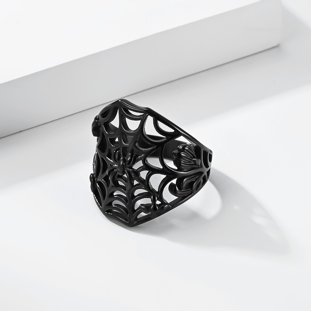 Hollow Spider Web Gothic Statement Ring