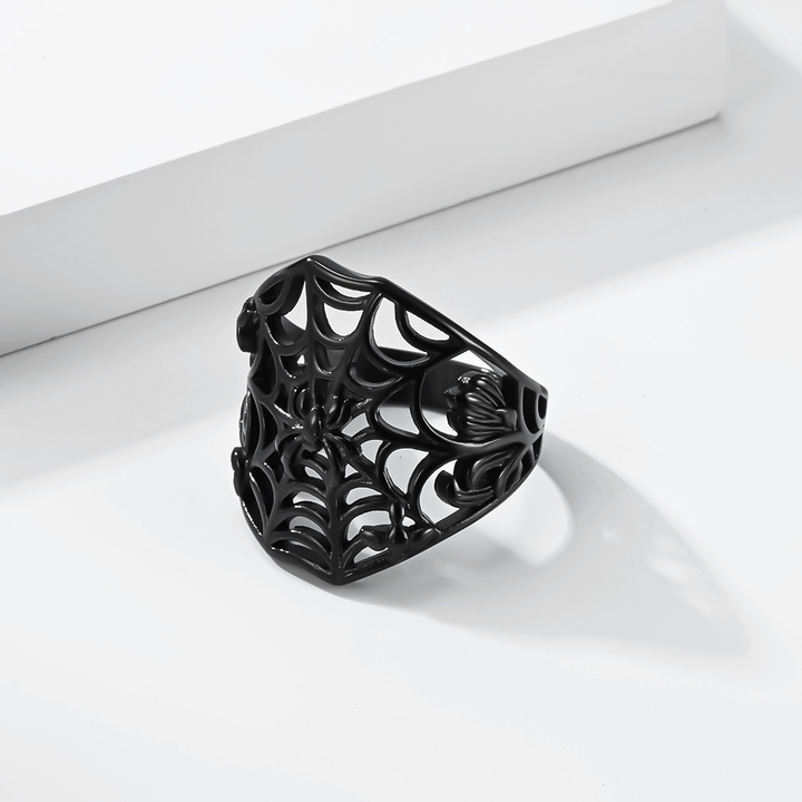 Hollow Spider Web Gothic Statement Ring