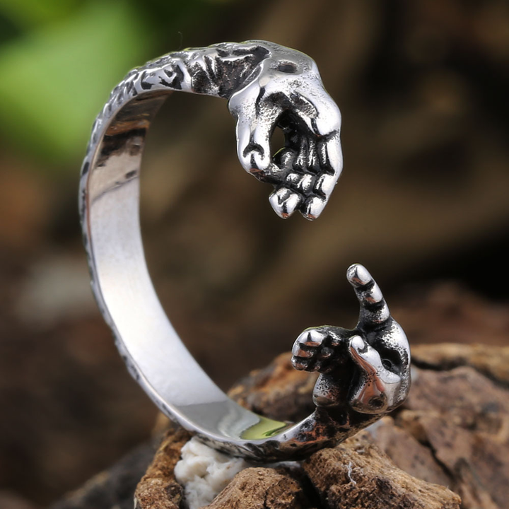 Unique Hand Shape Open Cuff Ring