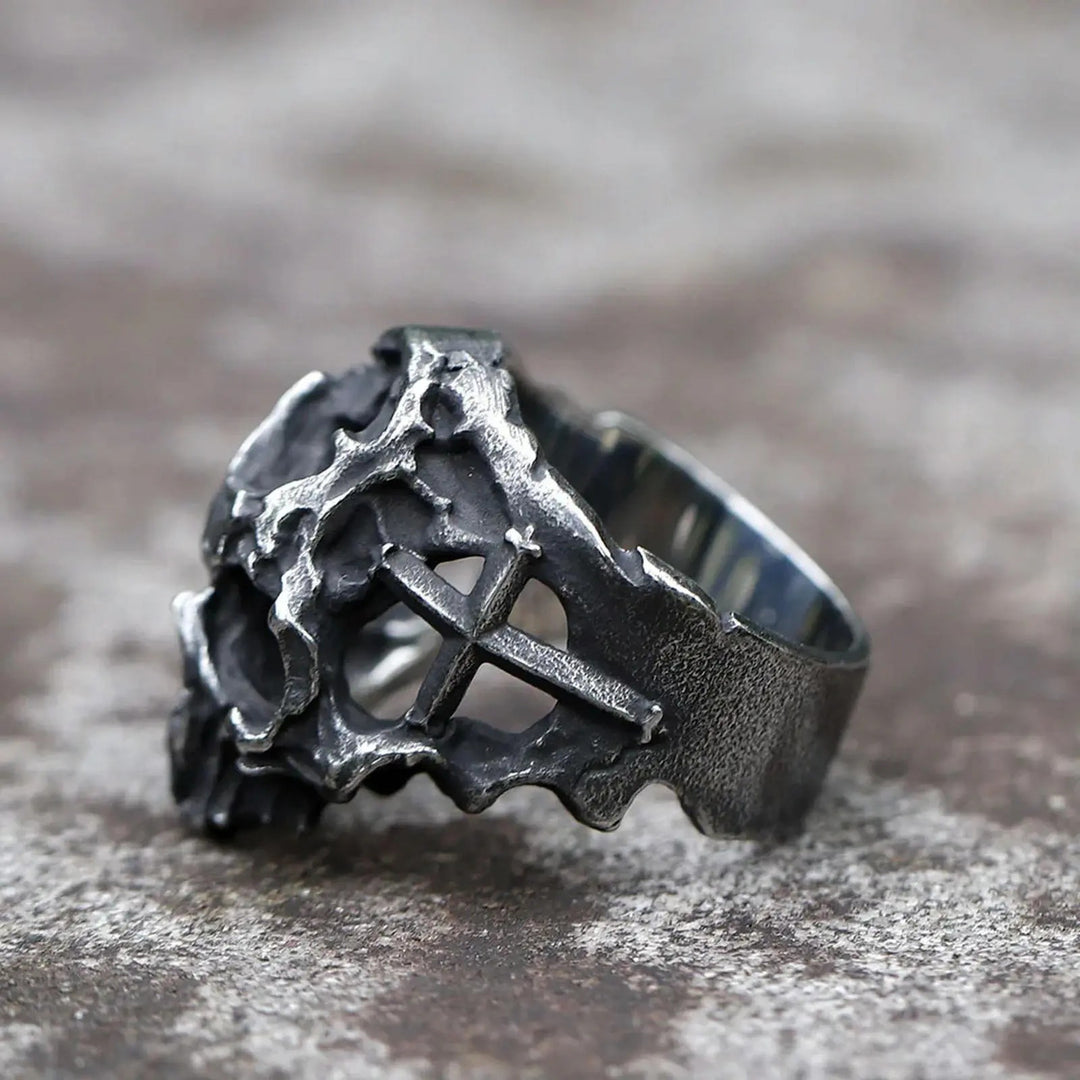 Hollow Out Skull Vintage Blackened Ring