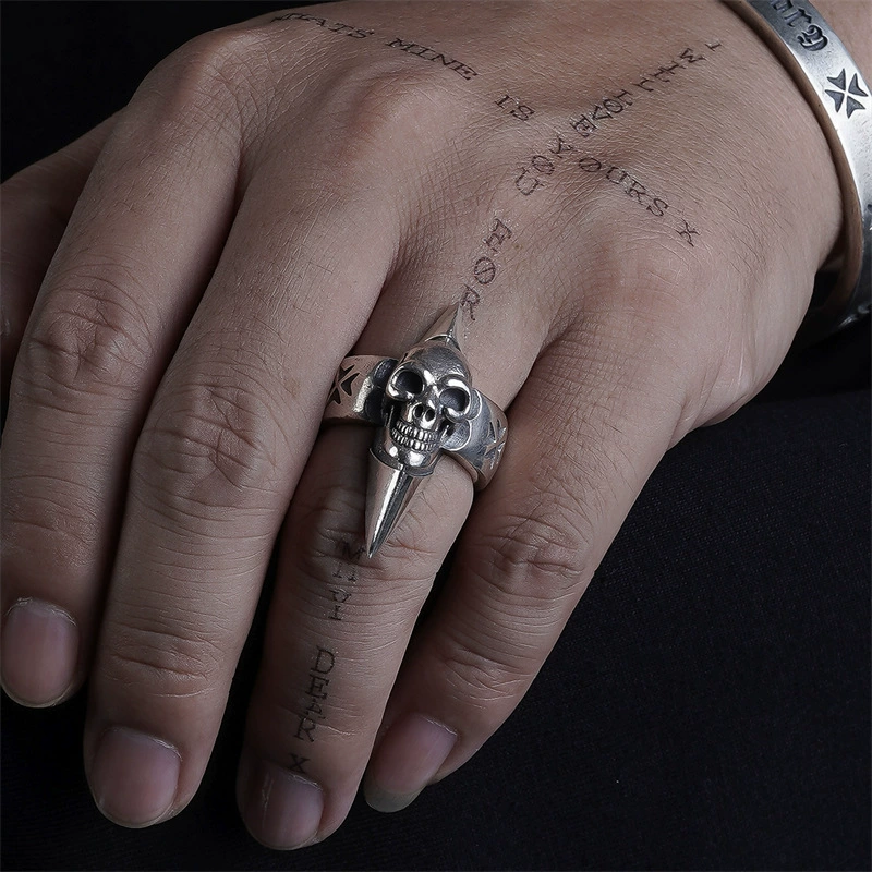 Retro Spiked Skull Motorcycle Style Ring