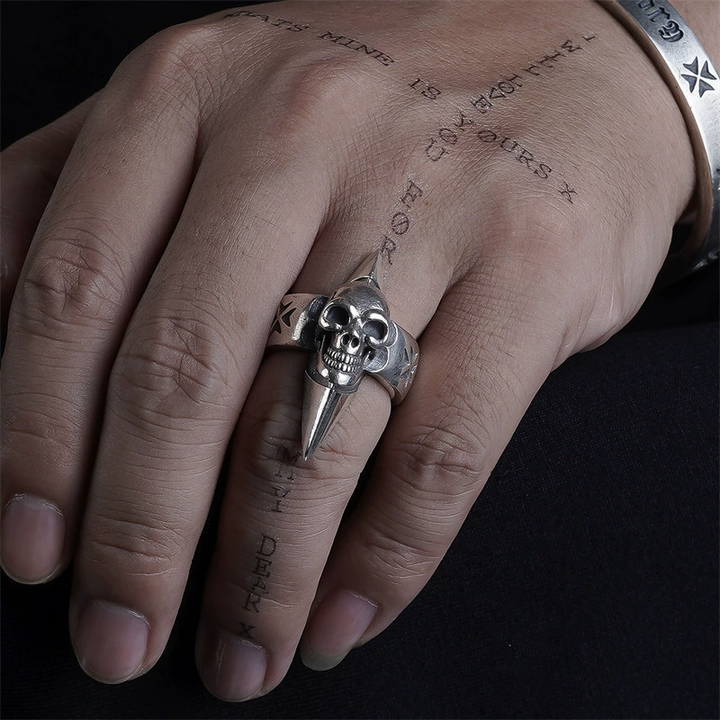 Retro Spiked Skull Motorcycle Style Ring