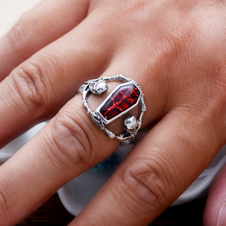 Dark Gothic Skeleton Coffin Ring