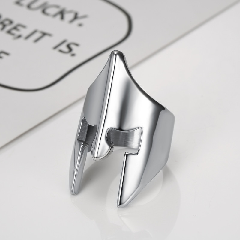 Spartan Helmet Shape Mens Warrior Statement Ring