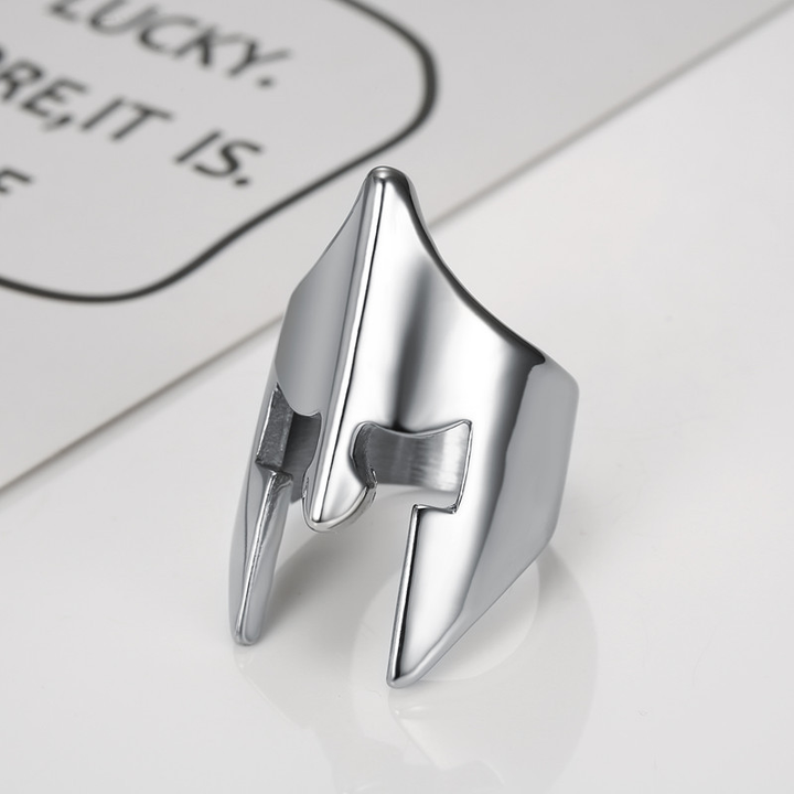 Spartan Helmet Shape Mens Warrior Statement Ring
