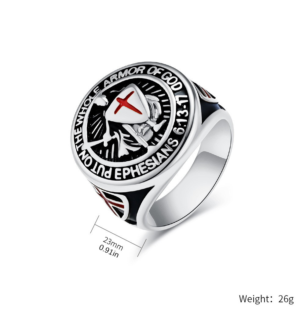 Engraved Warrior Cross Signet Ring