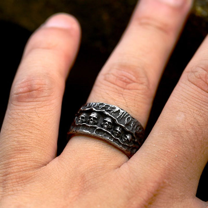 Hip Hop Punk Skull Sterling Silver Ring