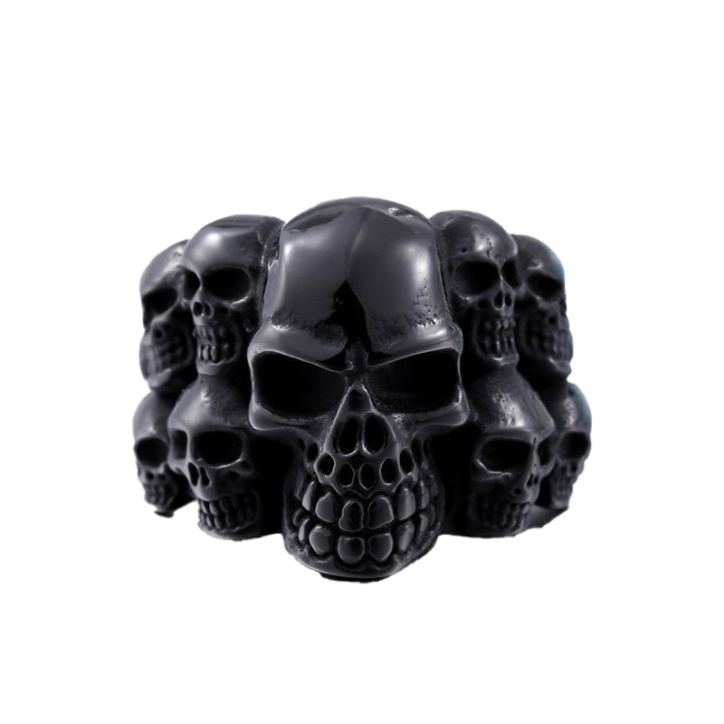 Gothic Multi Skull Stainless Steel Biker Ring