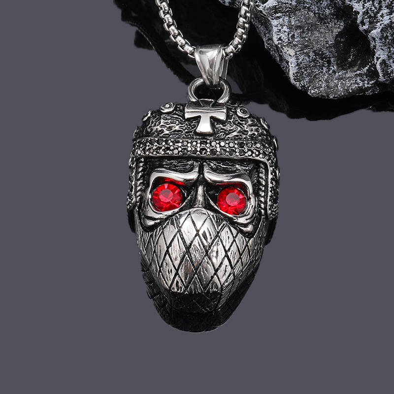 Knights Templar Skull Red Eye Pendant