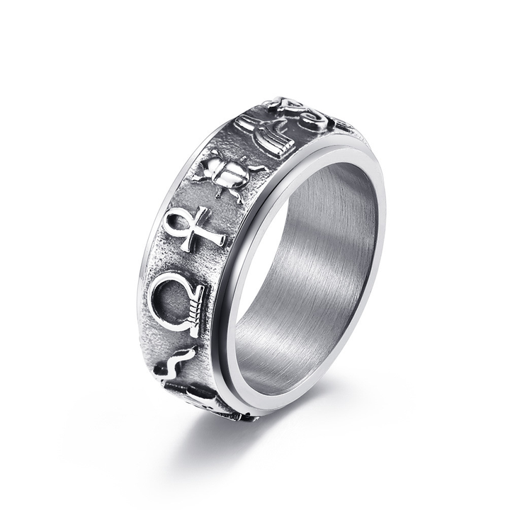 Egyptian Hieroglyph Spinner Band Ring