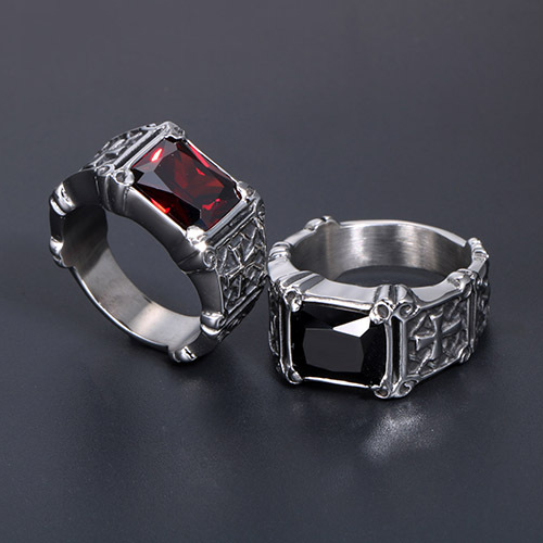 Vintage Gothic Cross Gem Ring