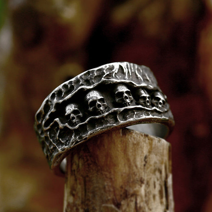 Hip Hop Punk Skull Sterling Silver Ring