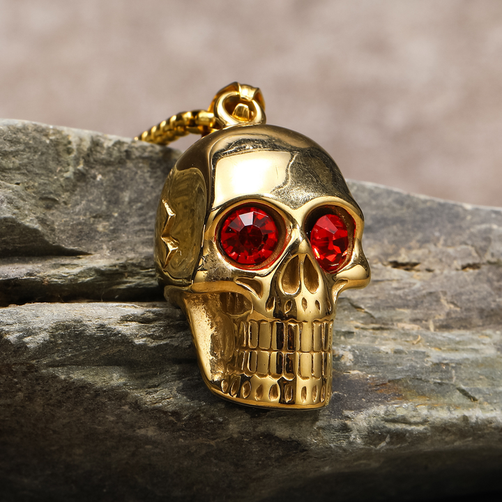Gothic Gemstone Skull Pendant Necklace