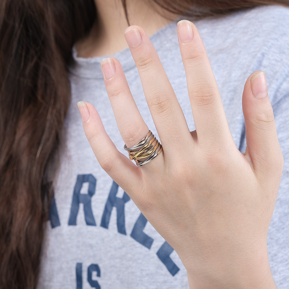 Twisted Interwoven Layered Wide Fashion Band Ring