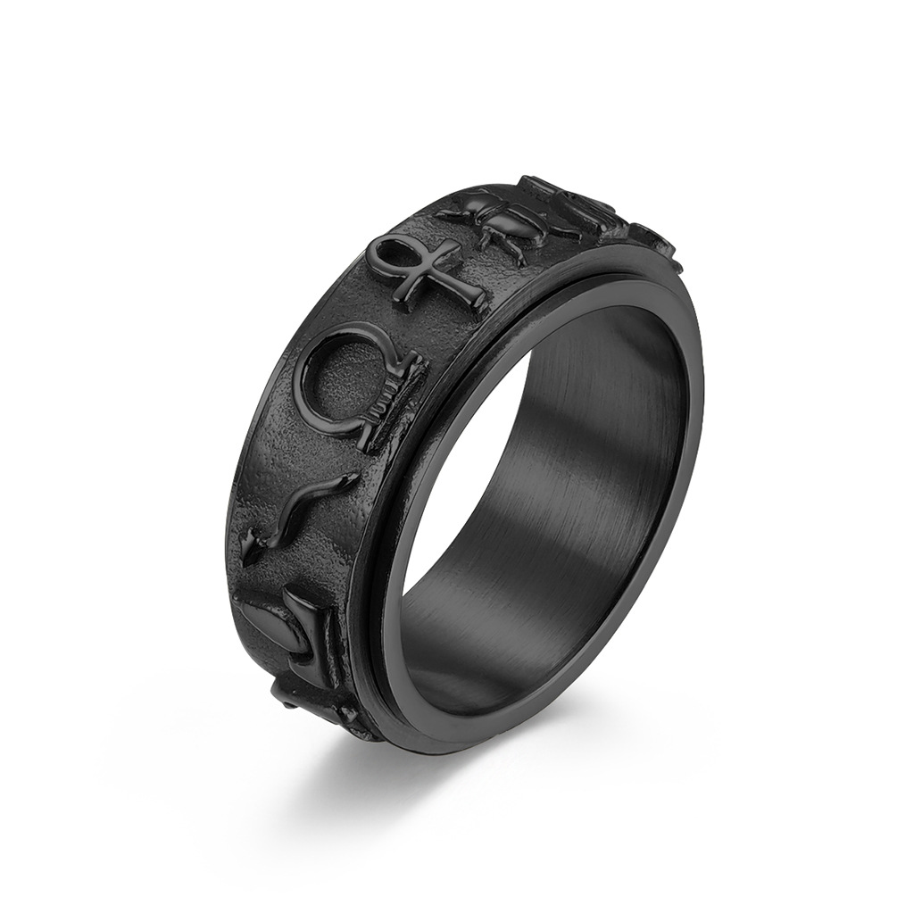 Egyptian Hieroglyph Spinner Band Ring