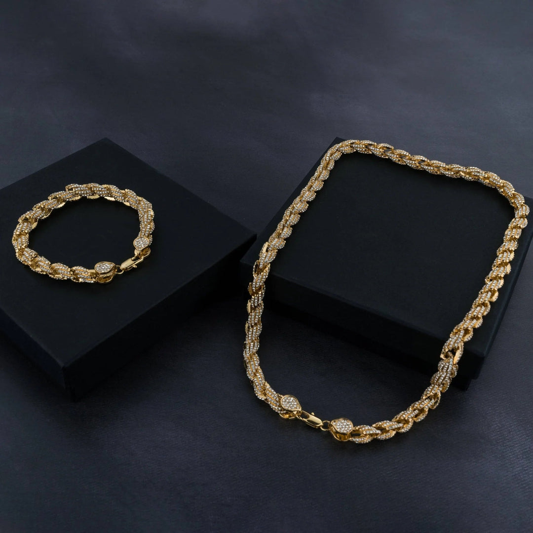 9mm Iced Rope Bracelet &amp; Chain Bundle