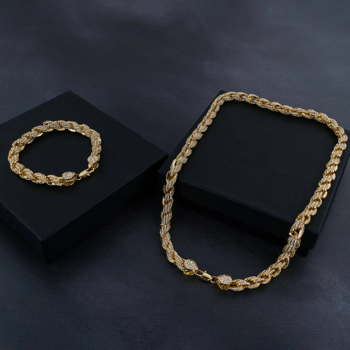 9mm Iced Rope Bracelet &amp; Chain Bundle