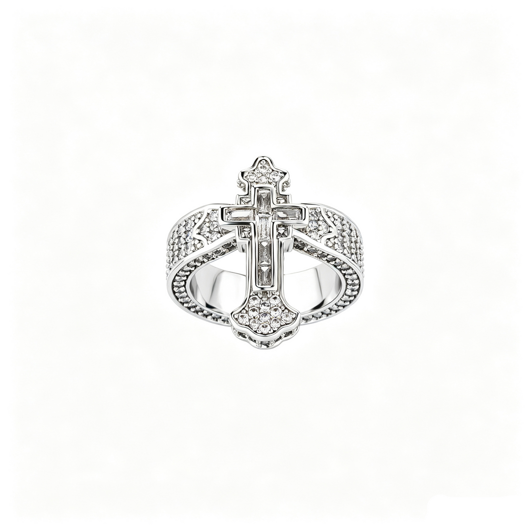 Diamond-set cross ring