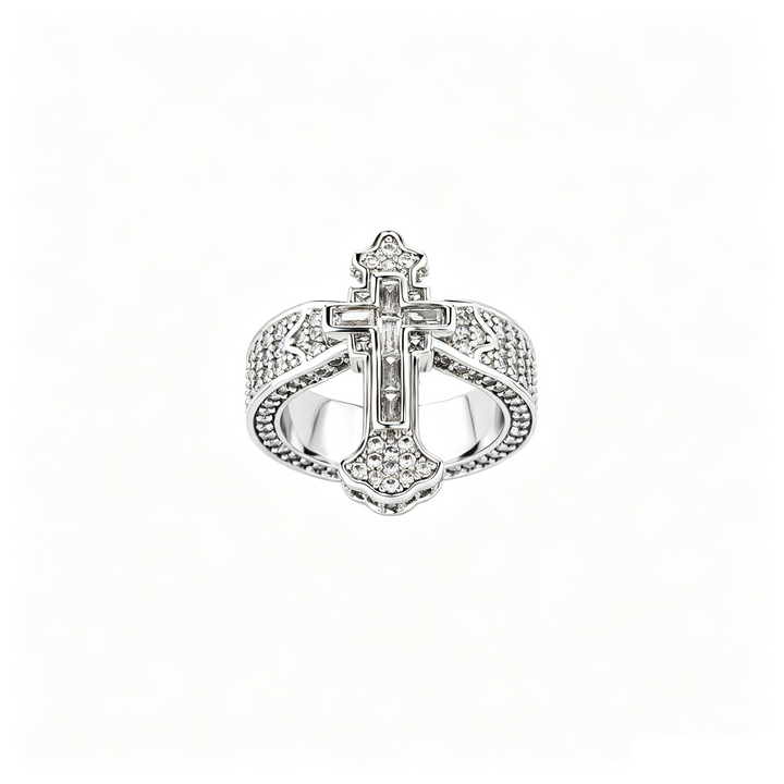Diamond-set cross ring