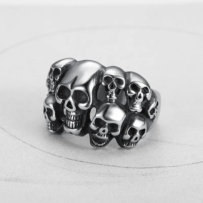 Sterling Silver Phantom Skull Biker Ring