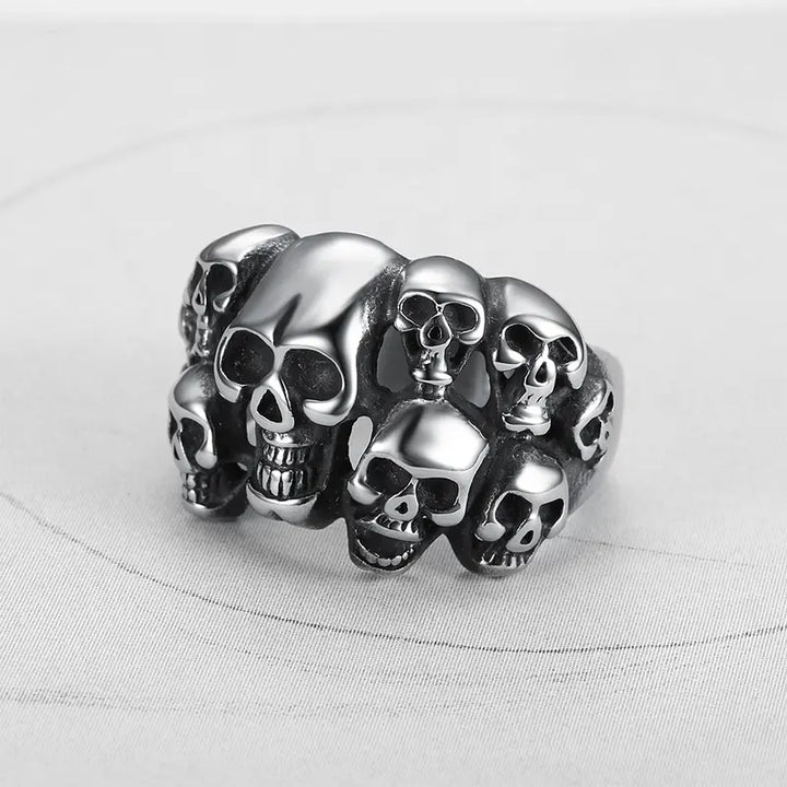 Sterling Silver Phantom Skull Biker Ring