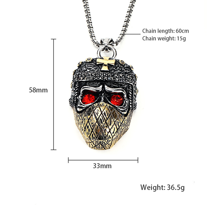 Knights Templar Skull Red Eye Pendant