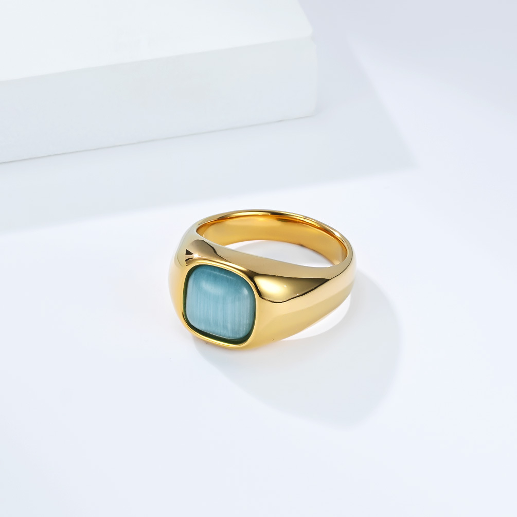 Vintage Square Gem Inlaid Statement Ring