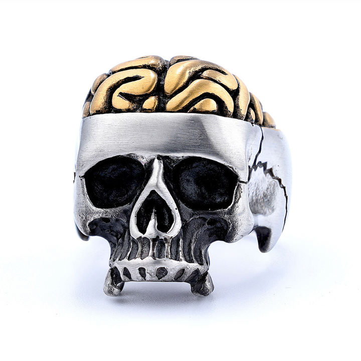 Retro Punk Open‑Brain Skull Gothic Biker Ring