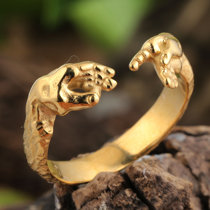 Unique Hand Shape Open Cuff Ring