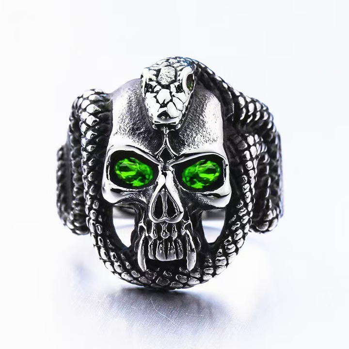 Vintage Snake Skull Statement Ring
