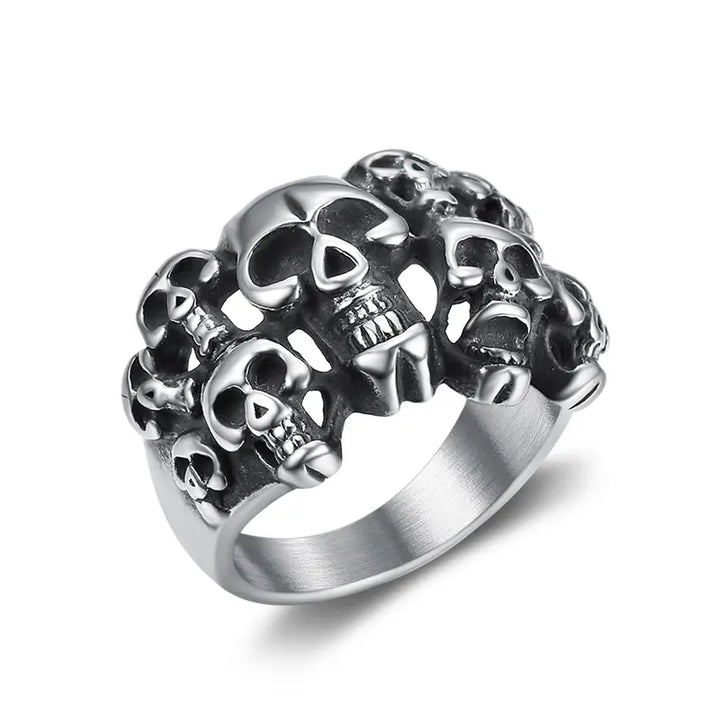 Sterling Silver Phantom Skull Biker Ring